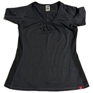 The North Face‎ Women's Medium VaporWick Athletic Top Gray Black Striped